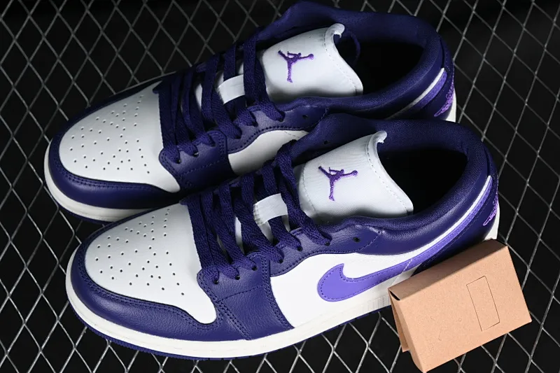 All categories Air Jordan Jordan series basketball shoes Air Jordan 1 Low G version pure original Air Jordan 1 Low AJ1 Joe 1 white and purple cultural low-top casual sneakers DC0774-502